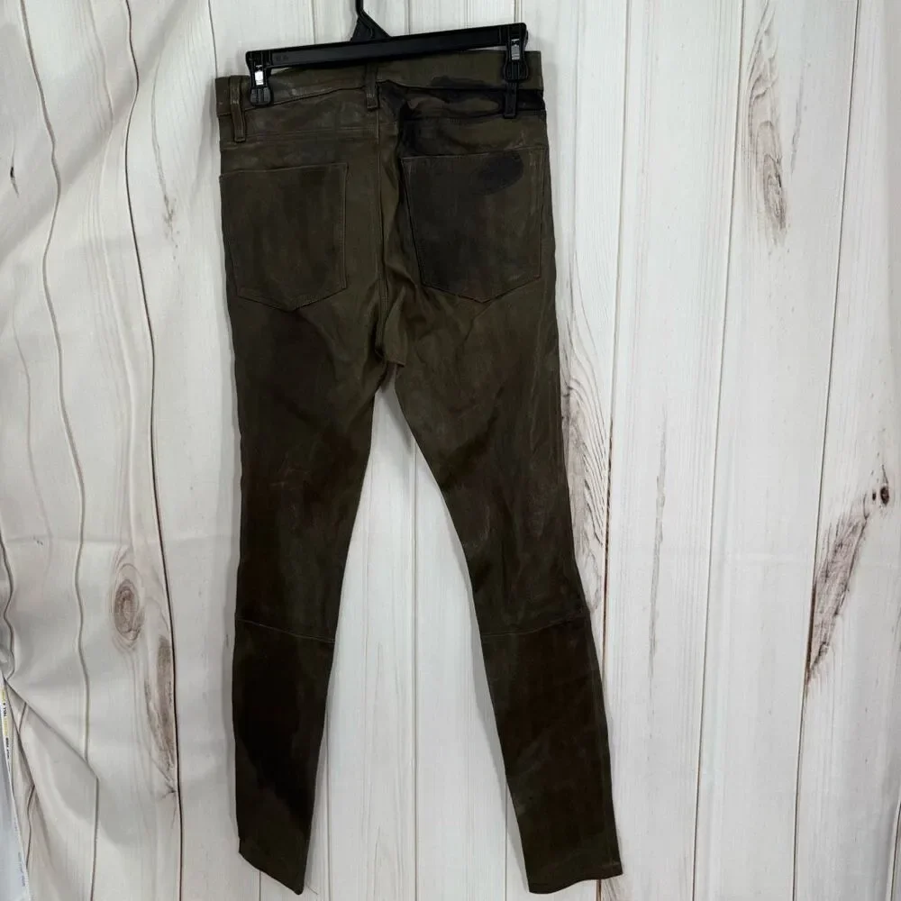 Frame Women’s 26 Green 100% Lamb Leather Pants - Picture 5 of 7